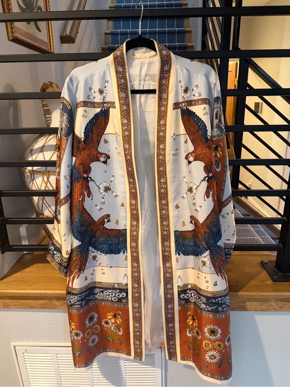 Sabina Savage Princely Parrots midi jacket / duster size S